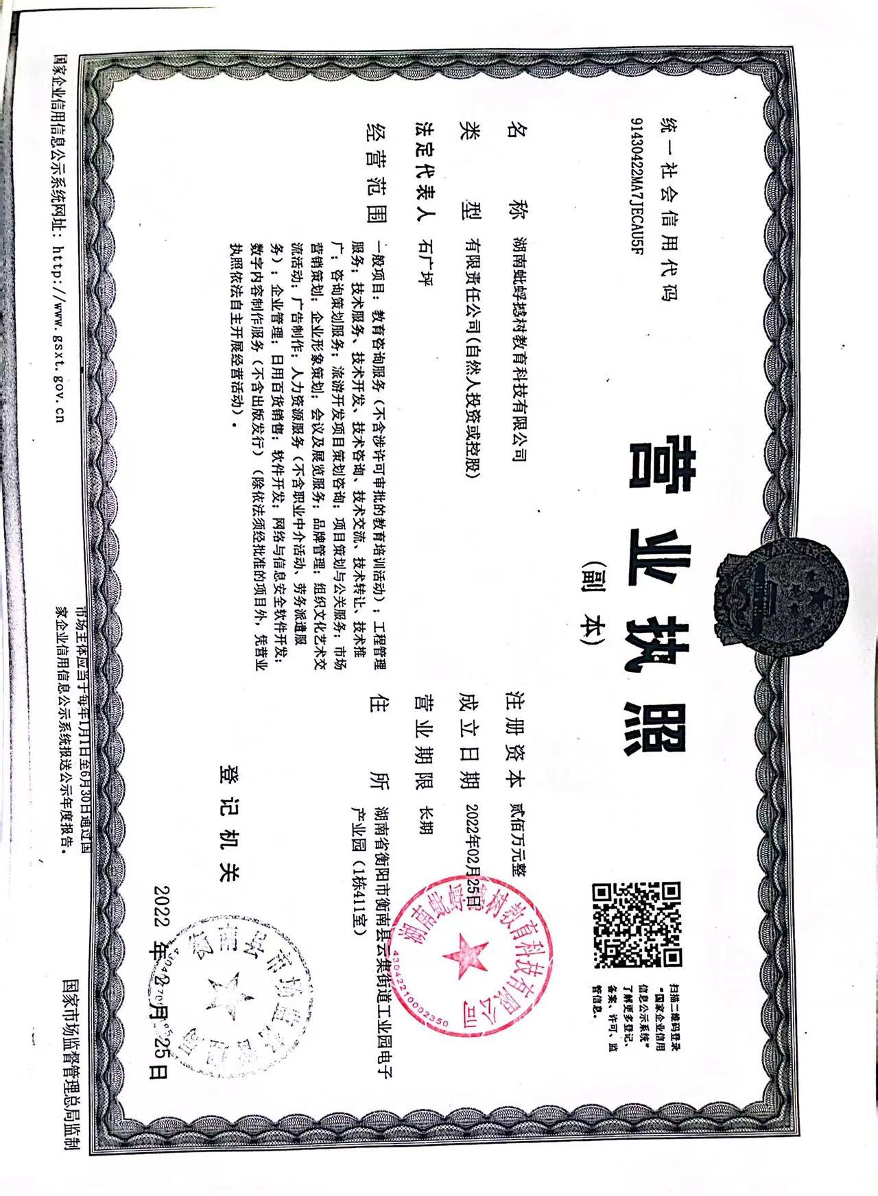 湖南蚍蜉撼树教育科技有限公司