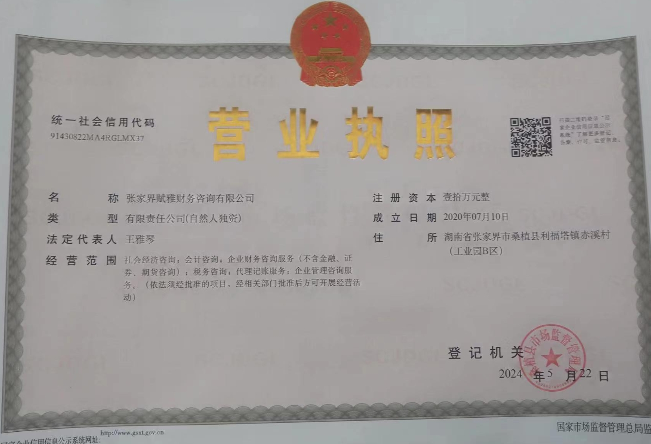 张家界赋雅财务咨询有限公司